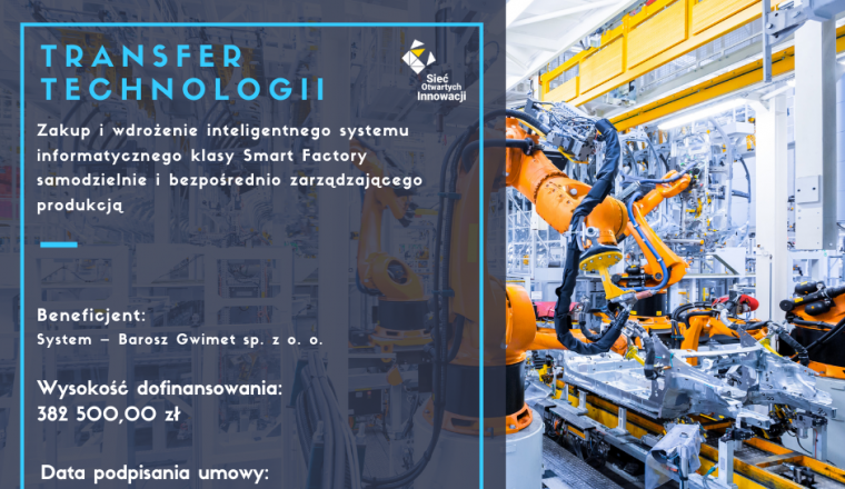 System – Barosz Gwimet sp. z o. o. z grantem na transfer technologii klasy Smart Factory