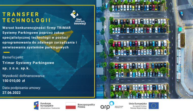 Trimar Systemy Parkingowe Sp z o.o. sp.k. pozyskał dofinasowanie na wzrost konkurencyjności